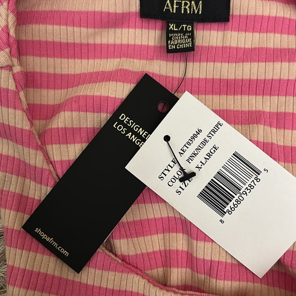 NWT AFRM Ruskin Ribbed Racerback Sleeveless Tank Top in Pink/Nude Stripe size XL - Picture 8 of 9